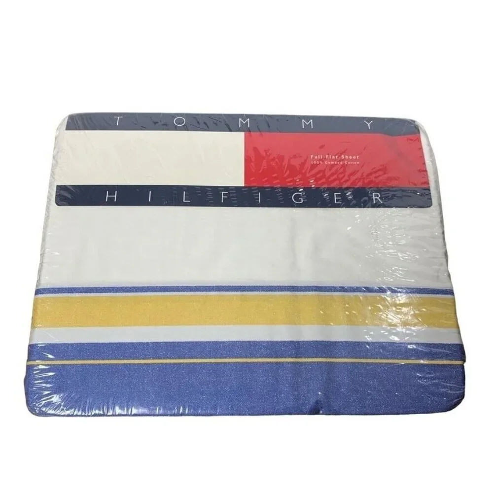 Vintage 1997 Tommy Hilfiger Rutland Bay Full Size Flat Sheet Combed Cotton New
